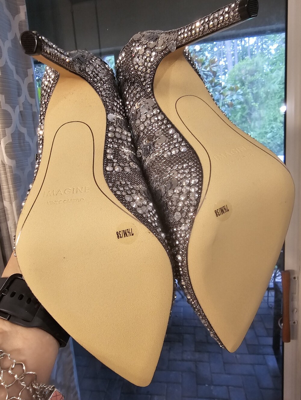 NWT Imagine Vince Camuto Greyson Pewter Mosaic Crystal Pumps 7.5 - Picture 5 of 10